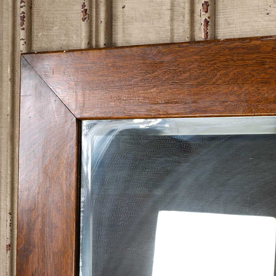 38x60 Antique Oak Framed Beveled Mirror image 2