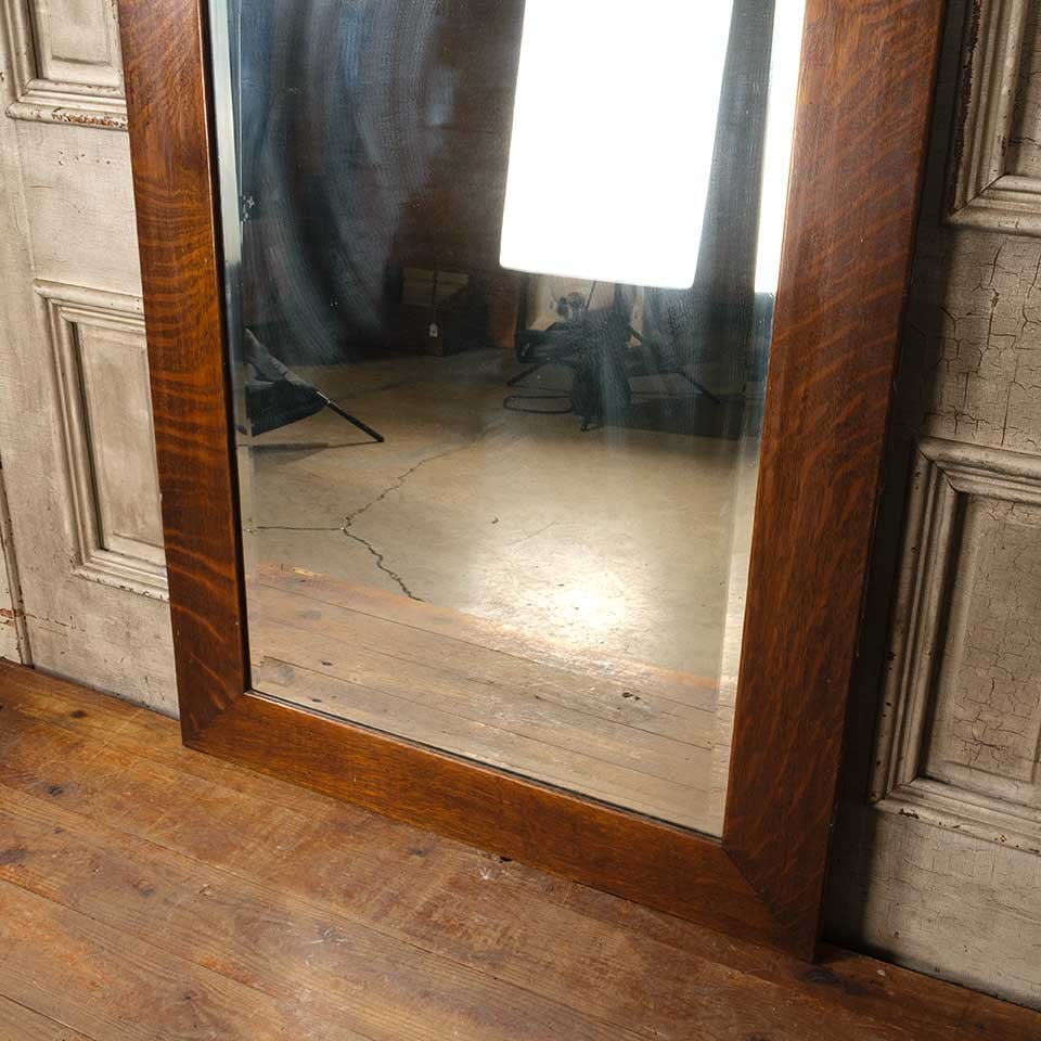 38x60 Antique Oak Framed Beveled Mirror image 4