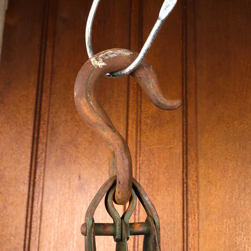3x9 Antique Cast Iron Metal Pulley & Hook image 5
