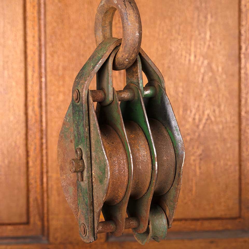 3x10 Antique Cast Iron Metal Pulley & Hook image 4
