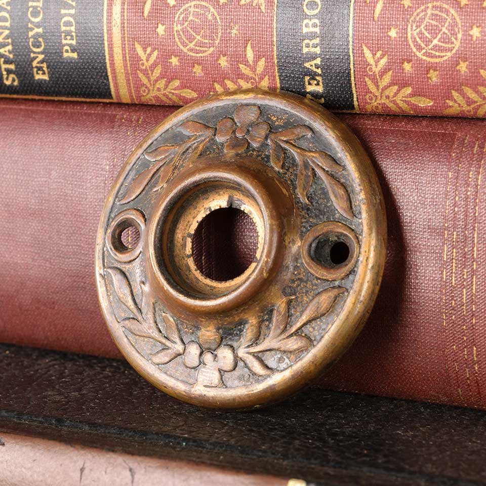 Antique Ornate Brass Doorknob Rosette image 2