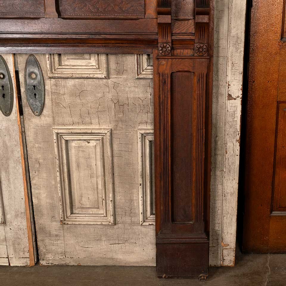 66x90 Antique Oak Fireplace Mantel w/ Mirror image 6
