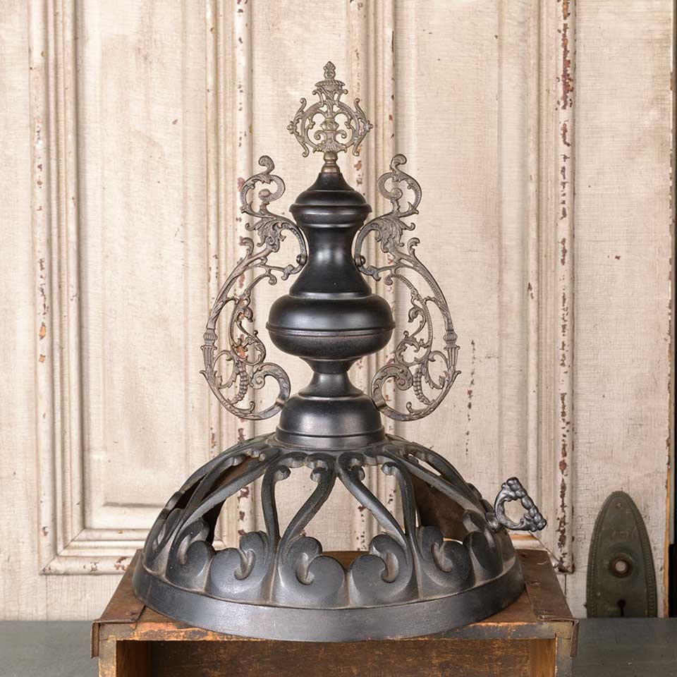Ornate Antique Cast Iron Parlor Stove Topper image 1