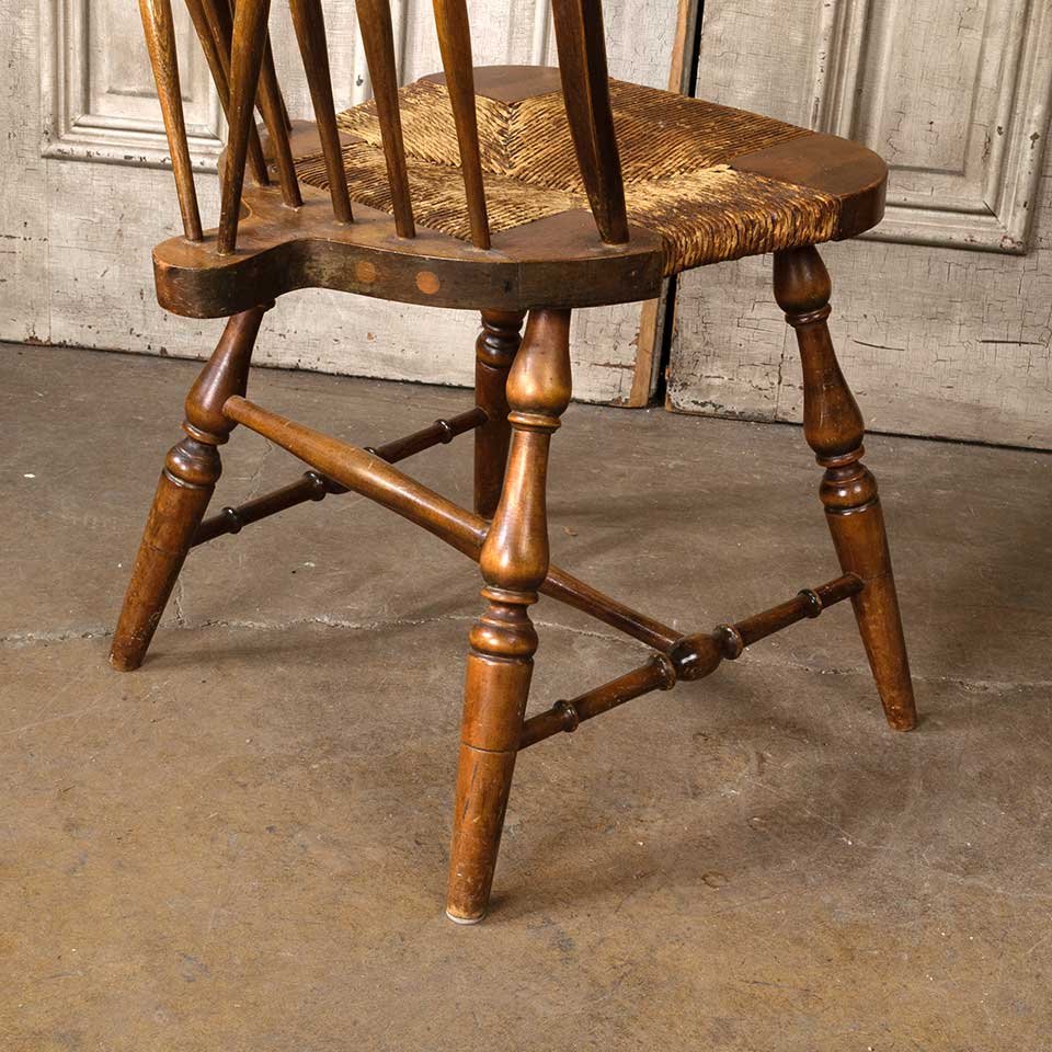 Antique Windsor Rush Bow Back Chair