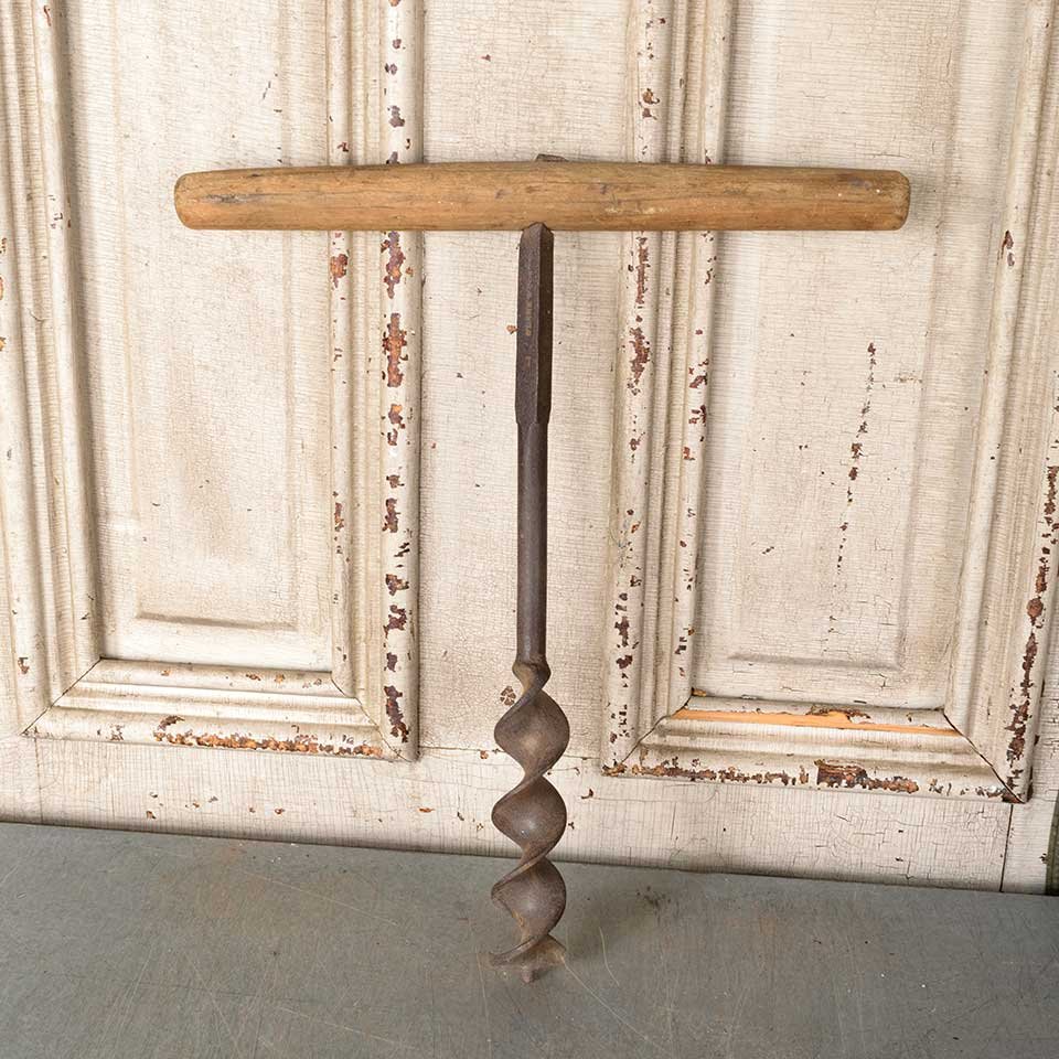 Antique Iron & Wood Hand Auger image 5