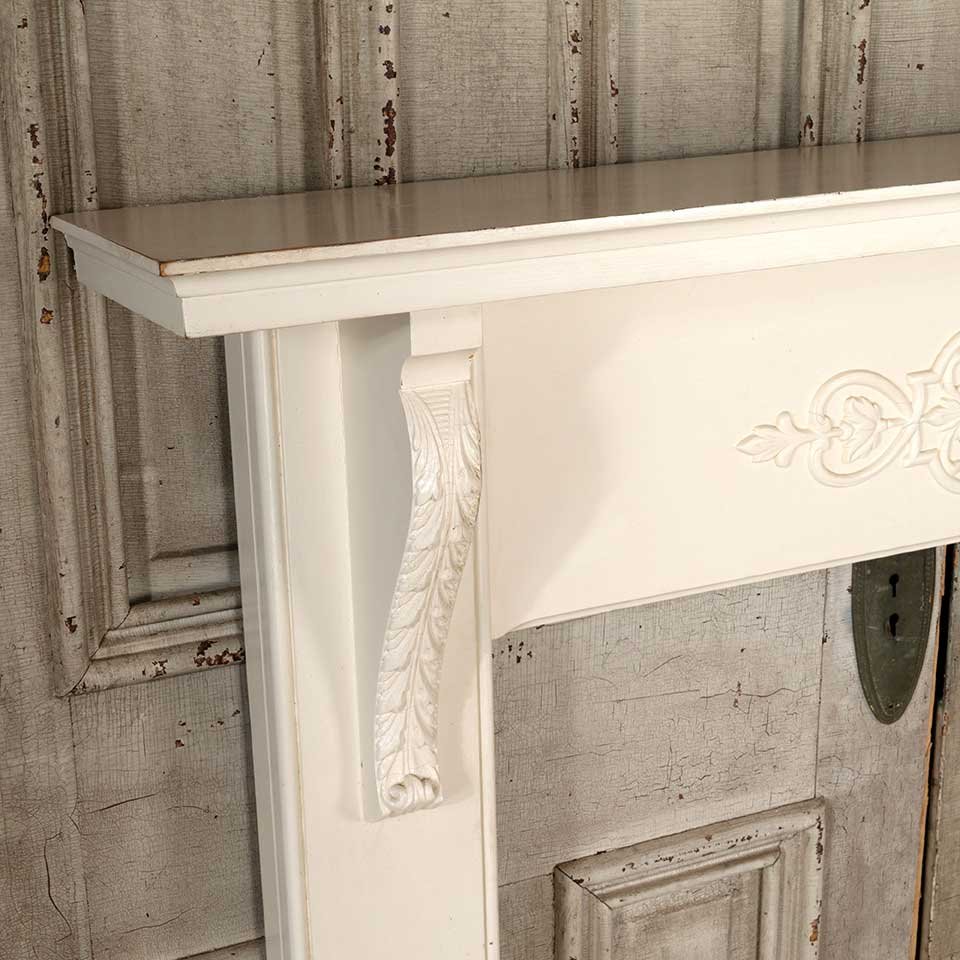 56x47 Antique Painted Wood Fireplace Mantel image 3