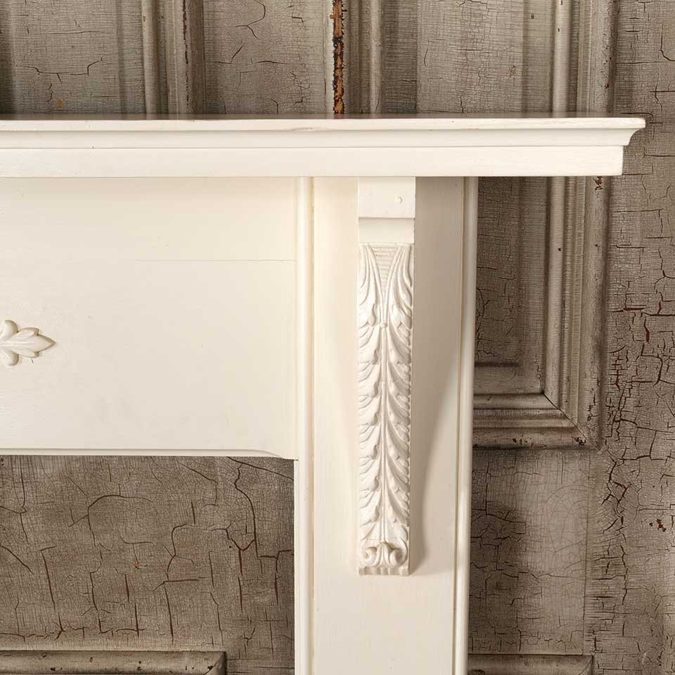 56x47 Antique Painted Wood Fireplace Mantel image 5