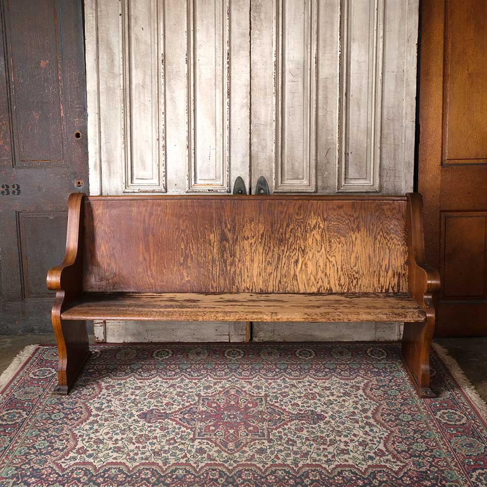 73x36 Antique Oak Wood Church Pew Bench image 2
