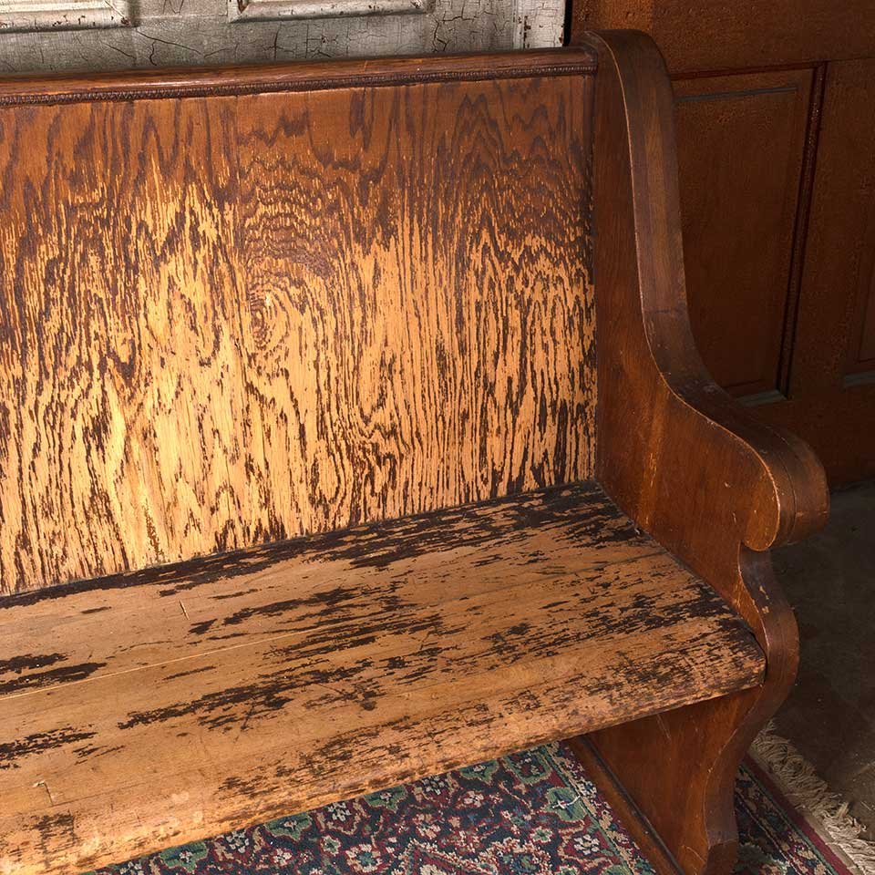 73x36 Antique Oak Wood Church Pew Bench image 3