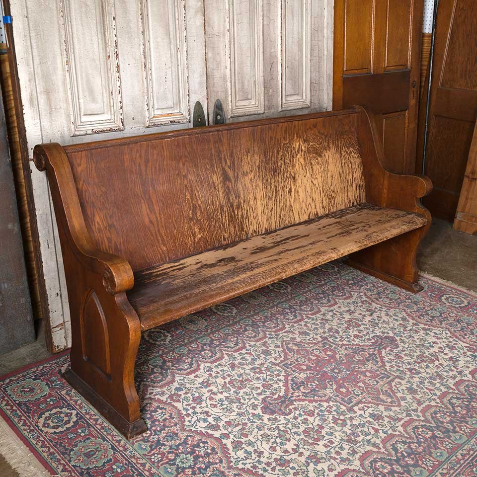 73x36 Antique Oak Wood Church Pew Bench image 1