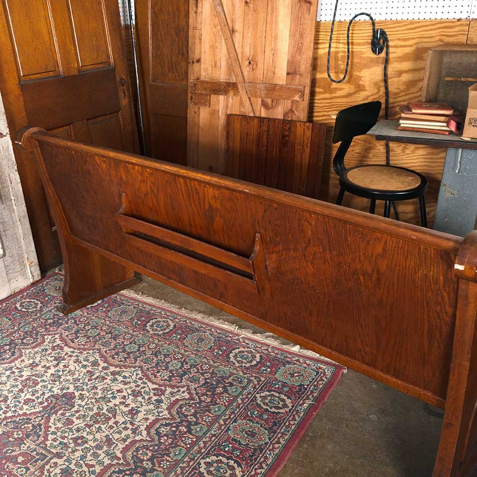 73x36 Antique Oak Wood Church Pew Bench image 6