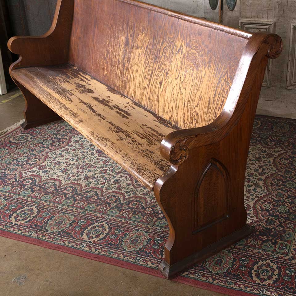 73x36 Antique Oak Wood Church Pew Bench image 7