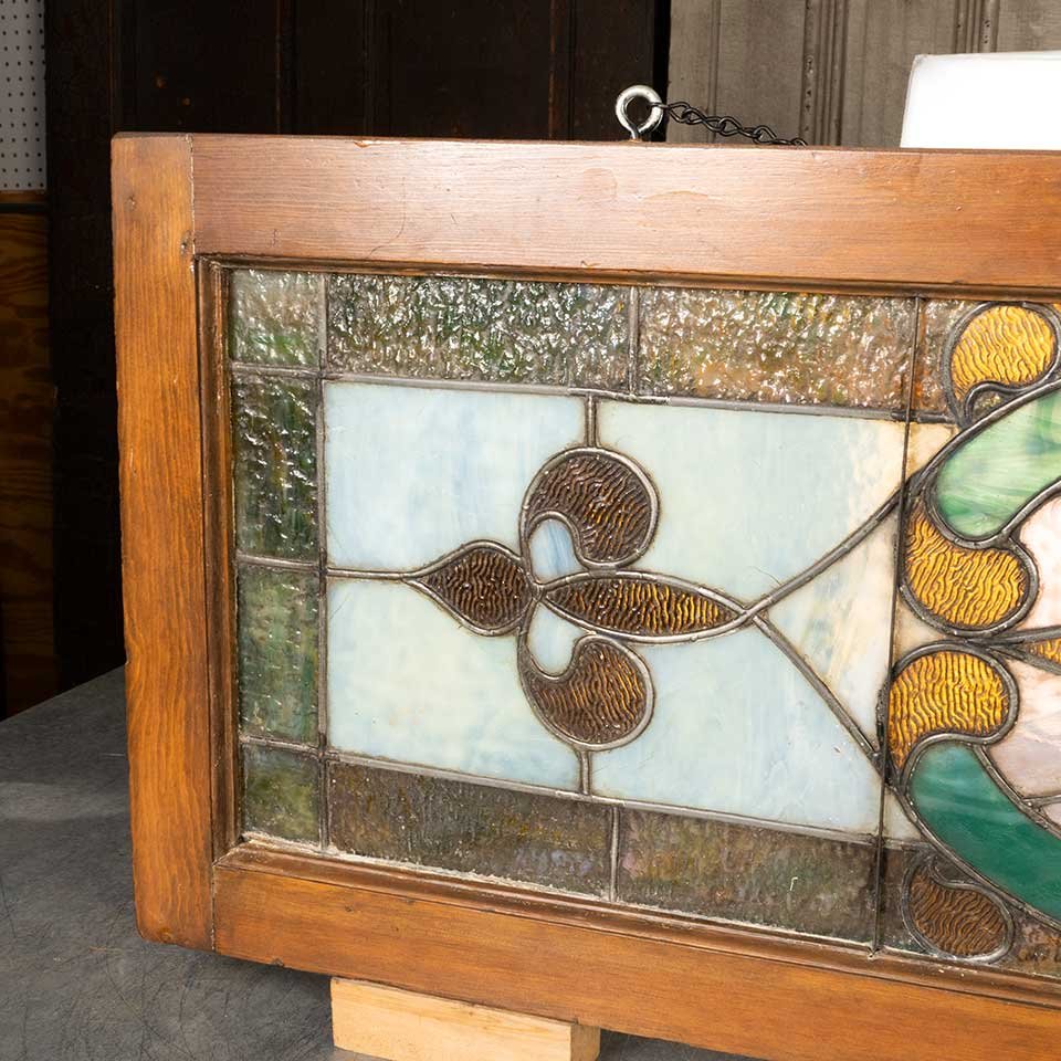 44x16 Antique Stained Glass Window Sash image 2