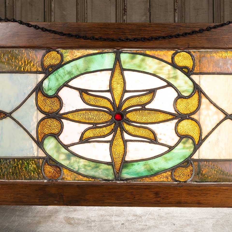 44x16 Antique Stained Glass Window Sash image 5