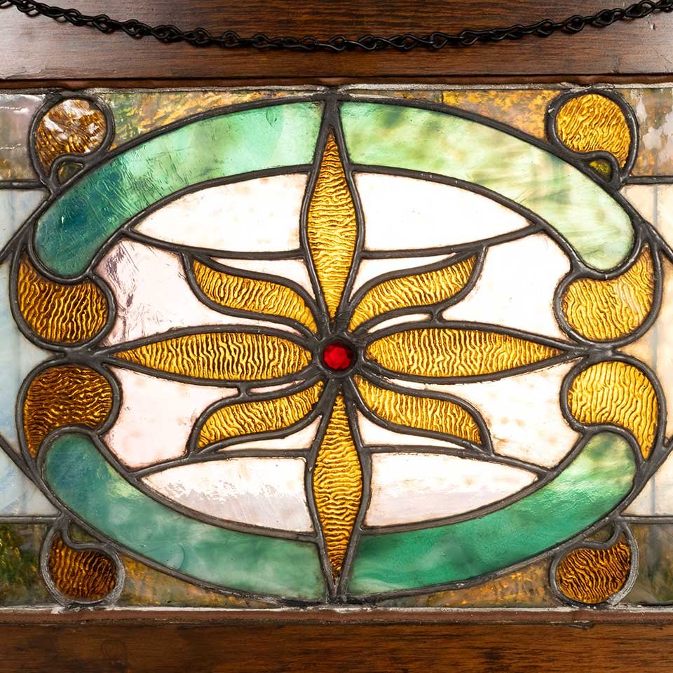 44x16 Antique Stained Glass Window Sash image 7