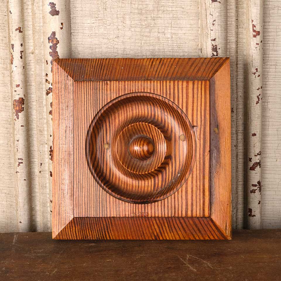 Antique Wood Rosette Interior Trim Block image 1