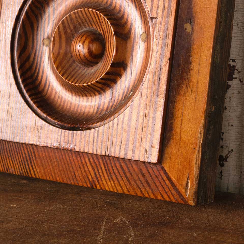 Antique Wood Rosette Interior Trim Block image 3