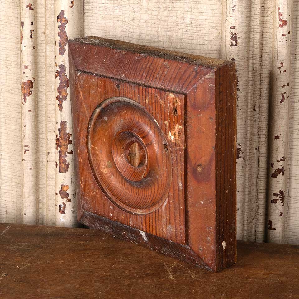 Antique Wood Rosette Interior Trim Block image 5
