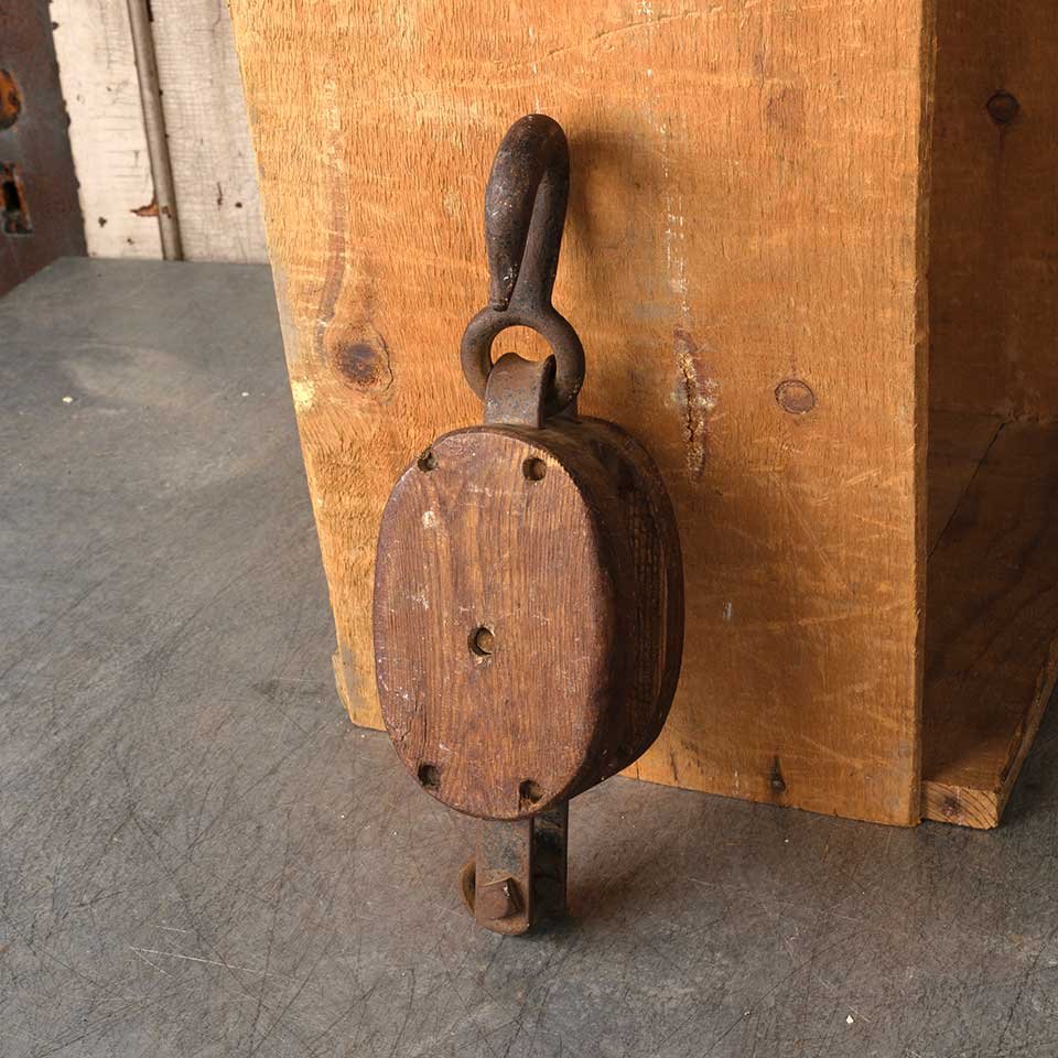 Antique Wood & Cast Iron Barn Pulley image 3