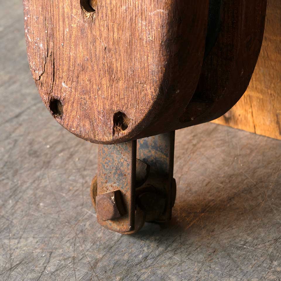 Antique Wood & Cast Iron Barn Pulley image 4