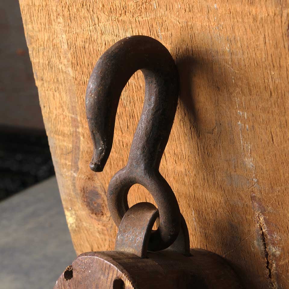 Antique Wood & Cast Iron Barn Pulley image 6