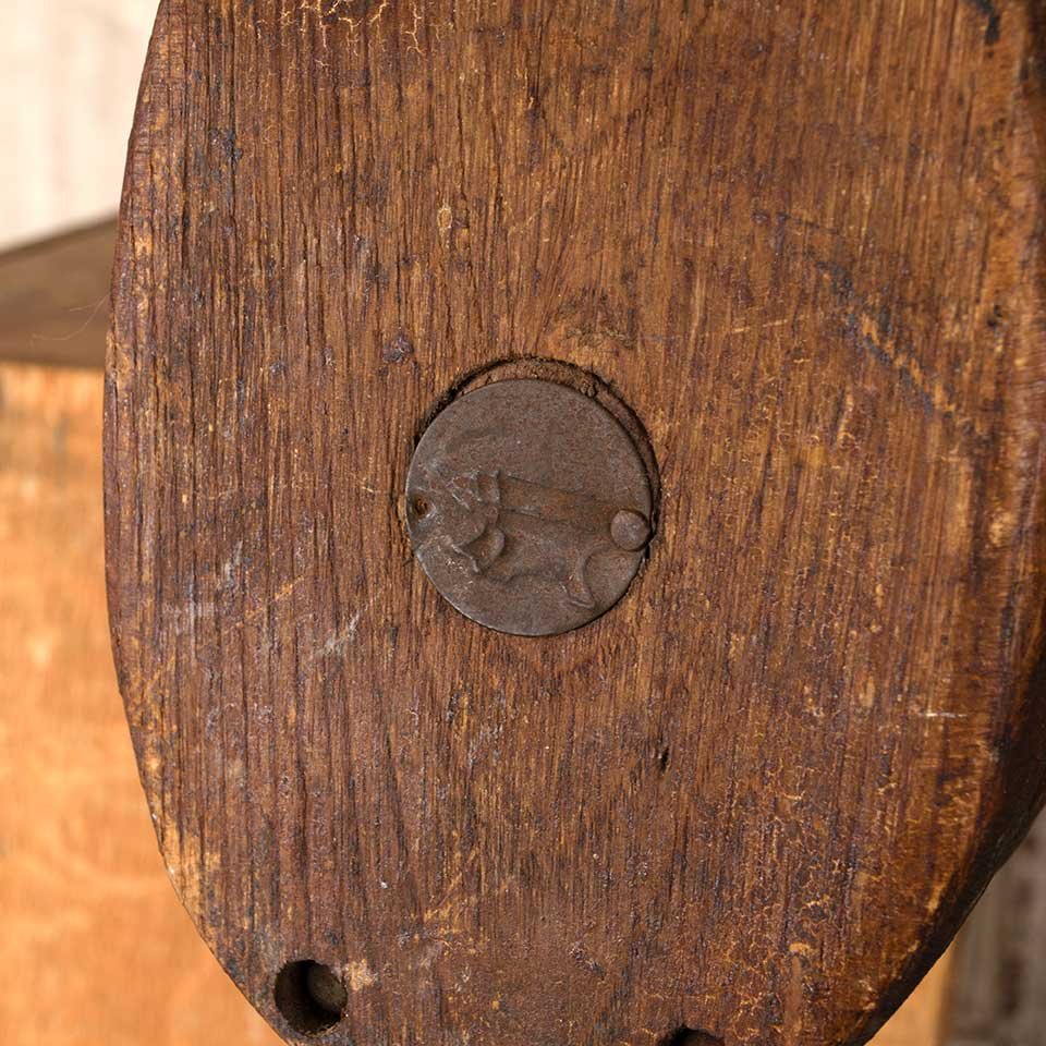 Antique Wood & Cast Iron Barn Pulley image 7