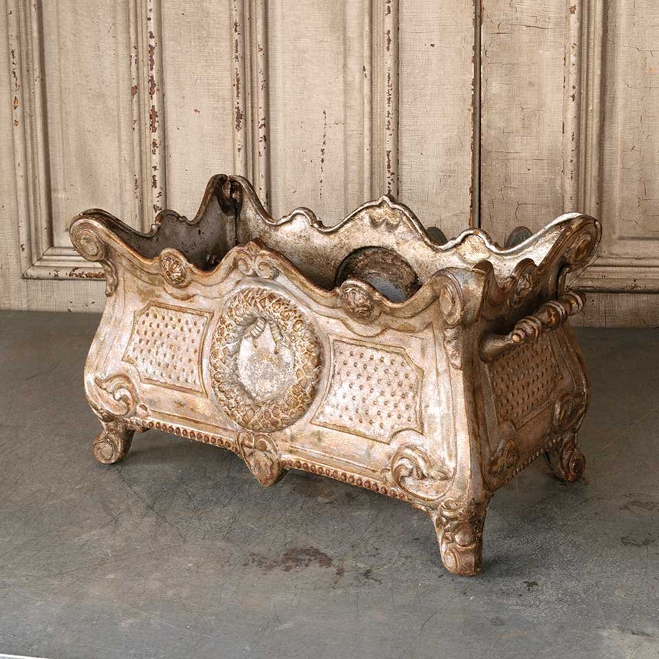 Antique Ornate Cast Iron Garden Urn Planter image 1