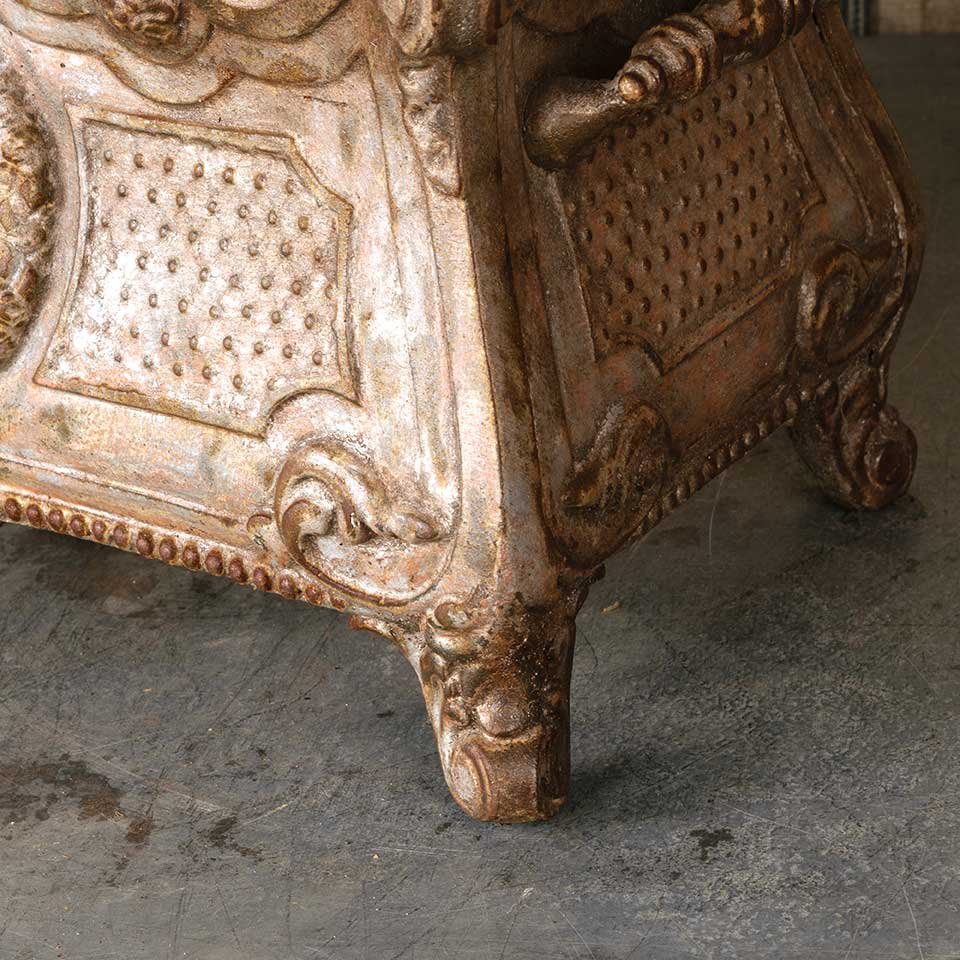 Antique Ornate Cast Iron Garden Urn Planter image 4