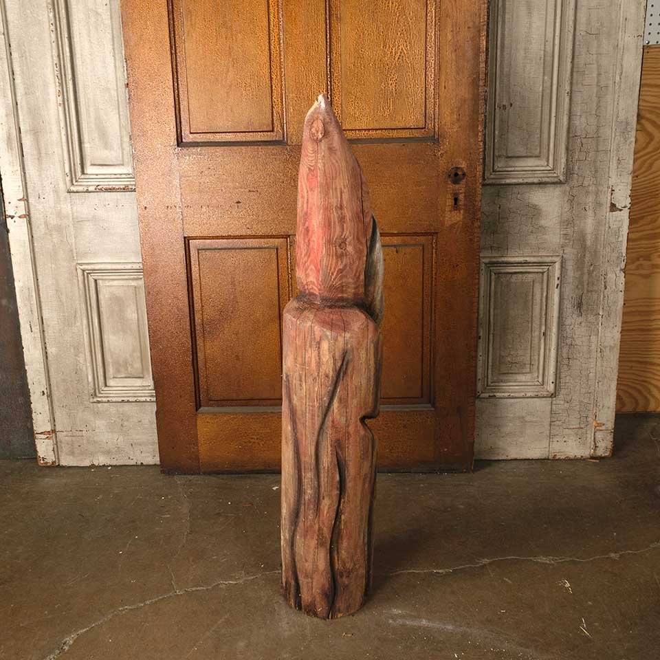 Vintage Carved Wood Santa Claus Column image 5