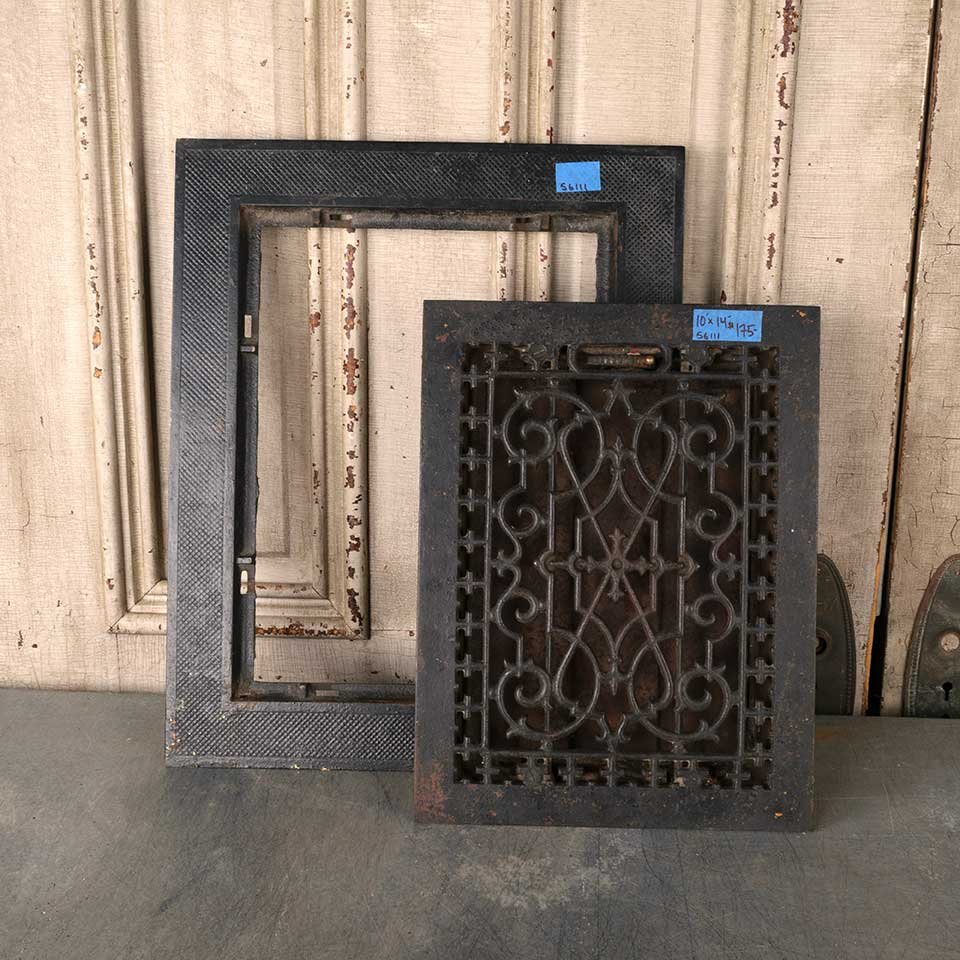10x14 Antique Floor Heat Grate w/ Surround image 1