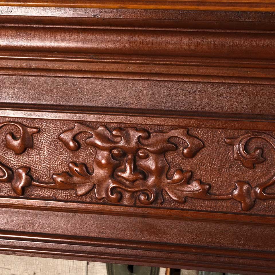 60x48 Antique Carved Wood Fireplace Mantel image 4