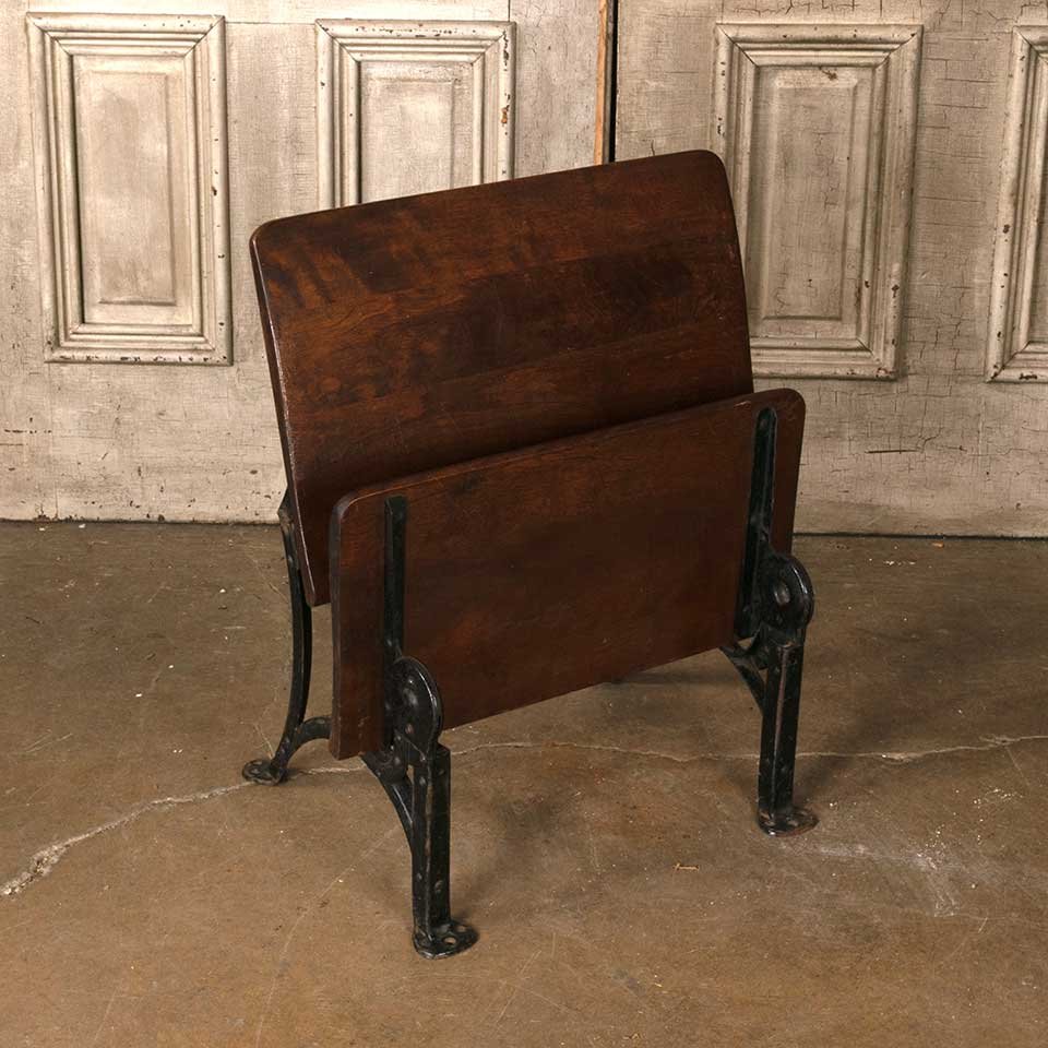 Antique Metal & Wood School Desk Seat image 2