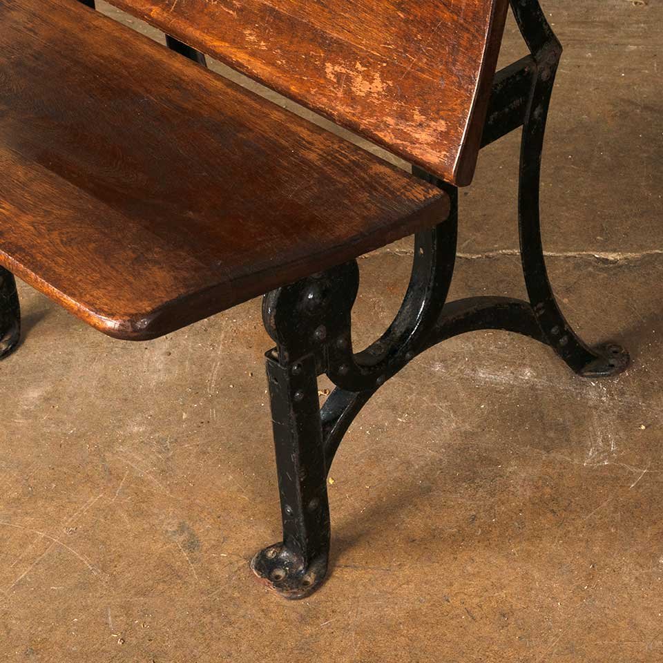 Antique Metal & Wood School Desk Seat image 3