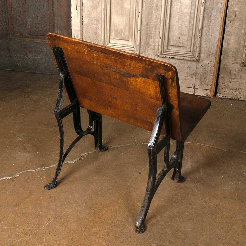 Antique Metal & Wood School Desk Seat image 5