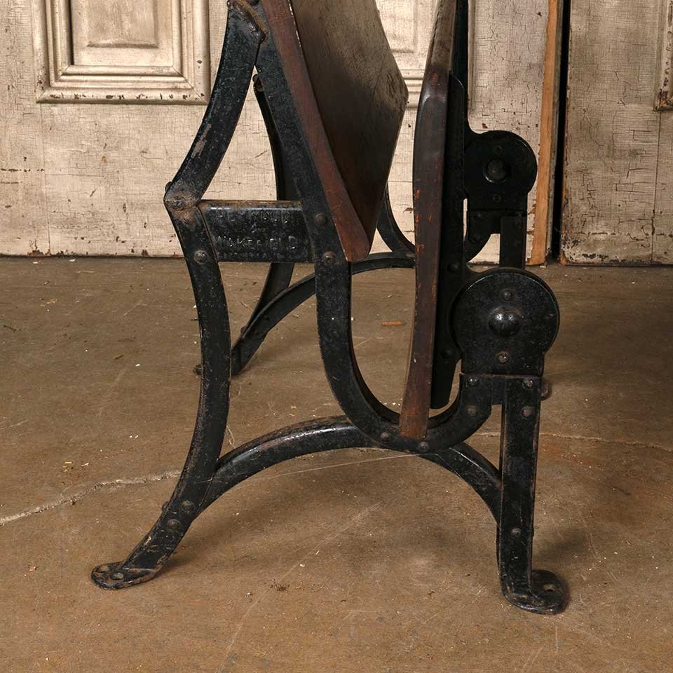 Antique Metal & Wood School Desk Seat image 6