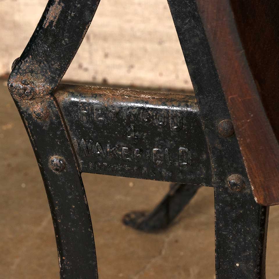 Antique Metal & Wood School Desk Seat image 7