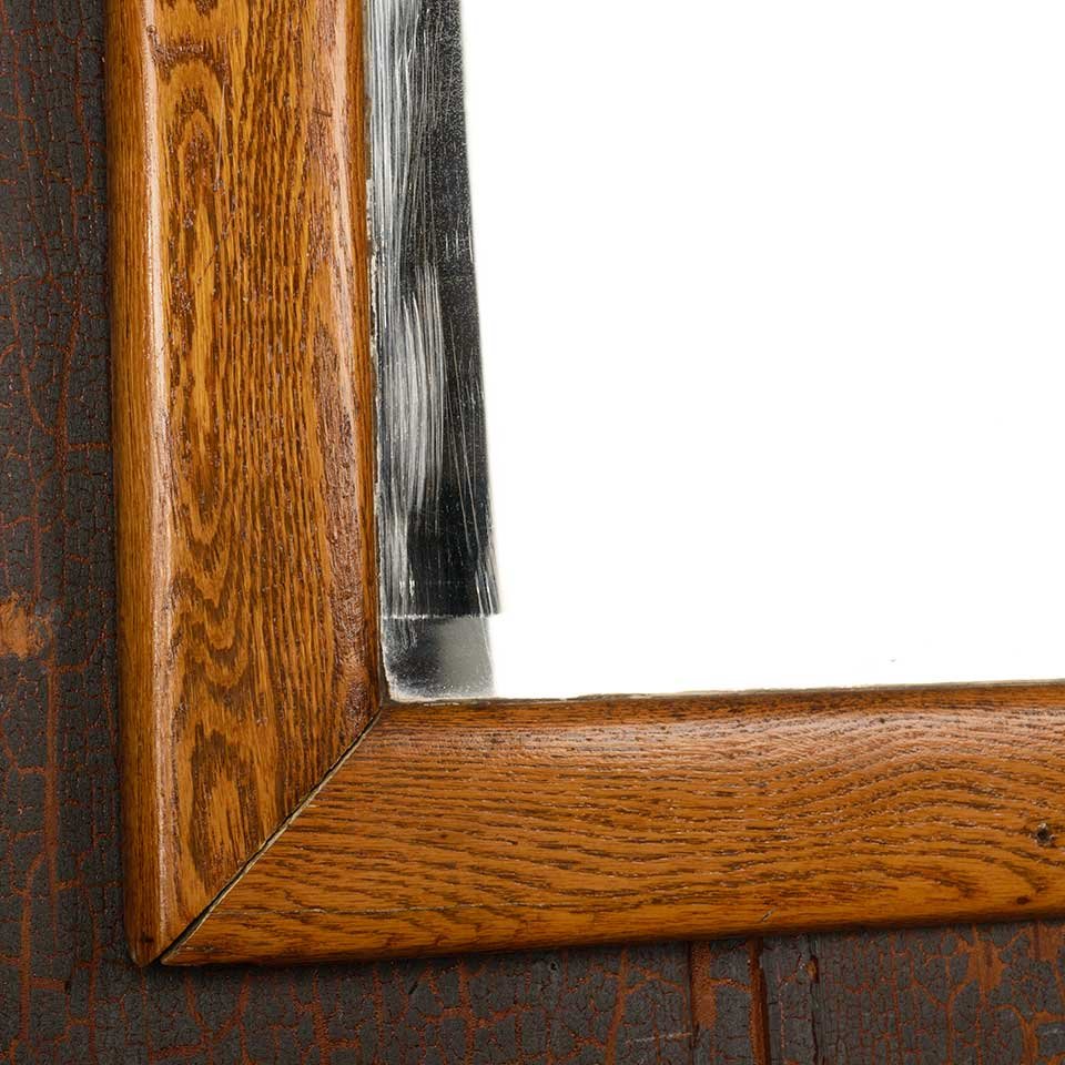 Antique Oak Framed Beveled Glass Mirror image 4