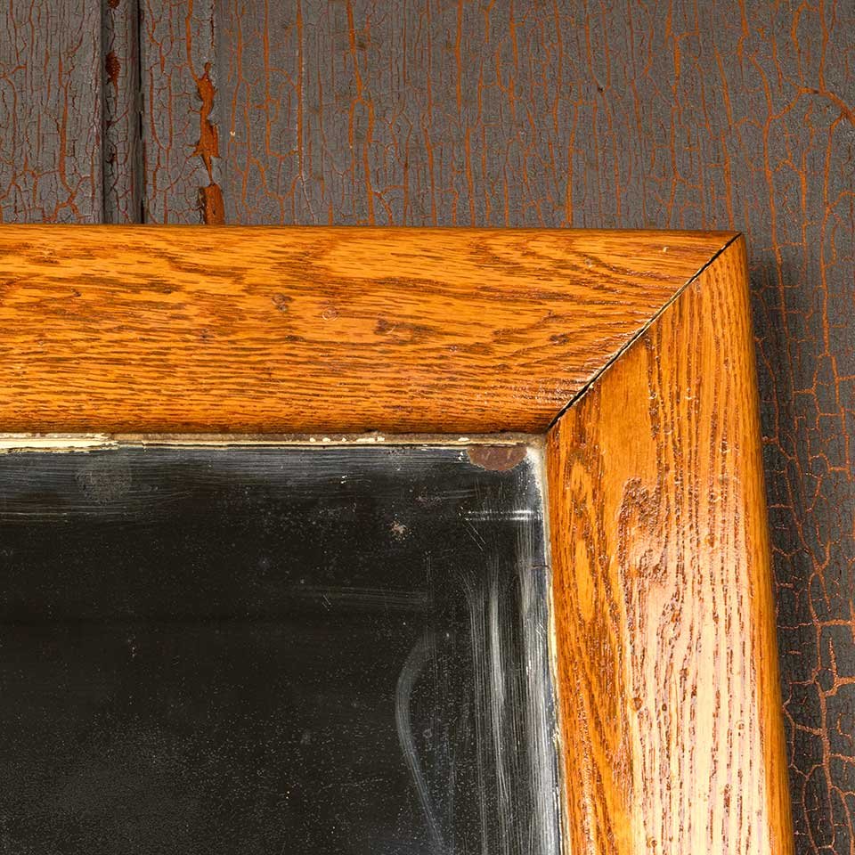 Antique Oak Framed Beveled Glass Mirror image 5