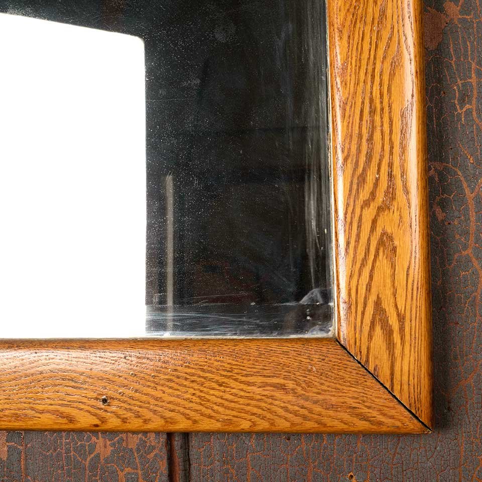 Antique Oak Framed Beveled Glass Mirror image 6