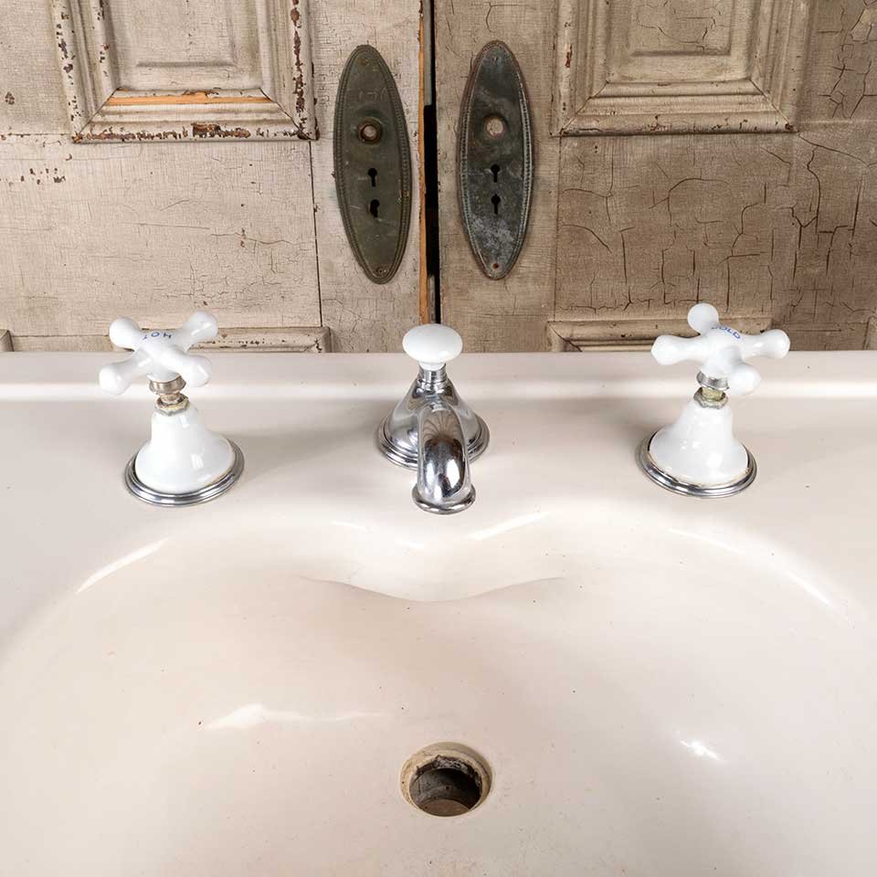 Antique Porcelain Pedestal Bathroom Sink image 5