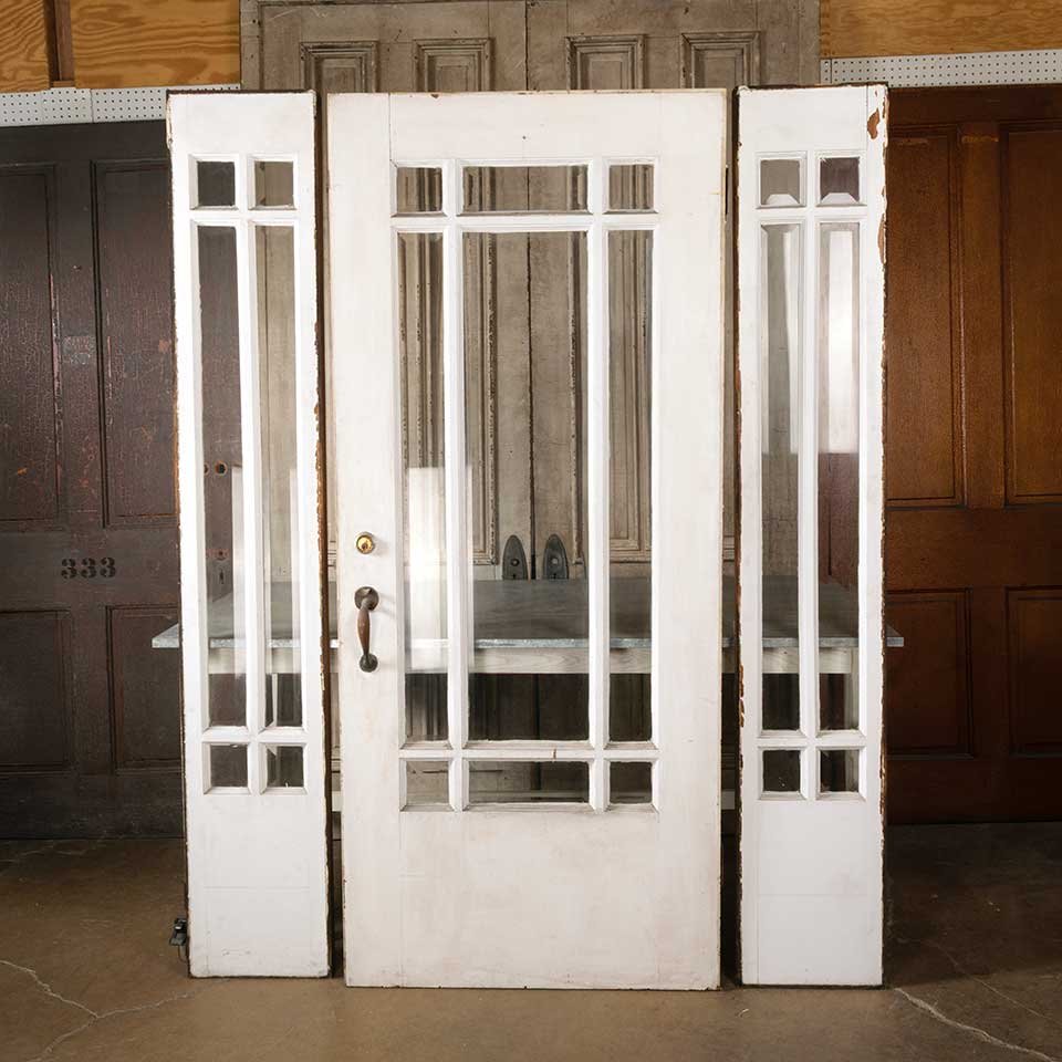36x83 Antique Oak Entry Door & Sidelites image 1