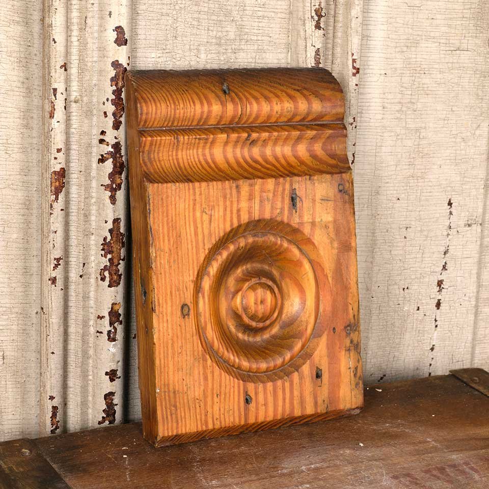 6x8 Antique Wood Rosette Interior Trim Block image 1