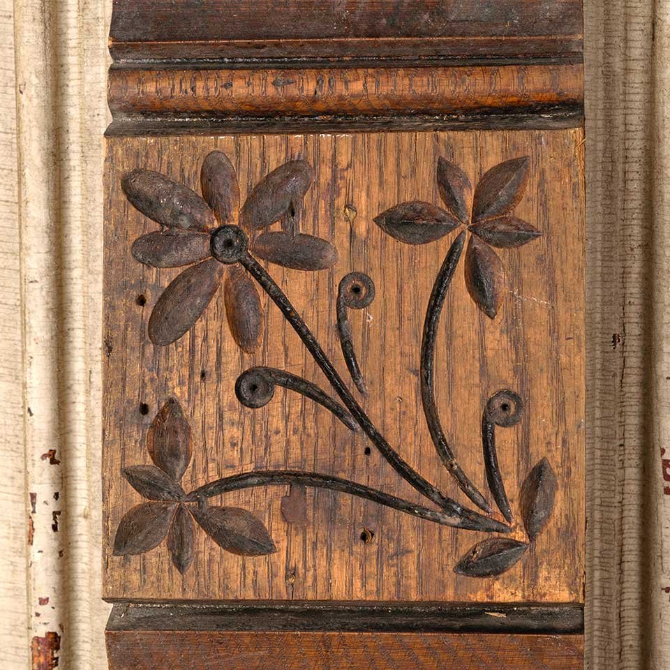 Antique Carved Oak Wood Rosette Trim Block image 4