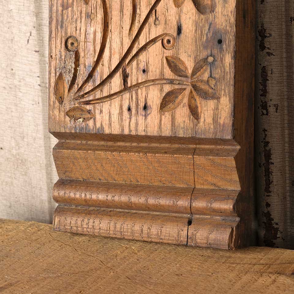 Antique Carved Oak Wood Rosette Trim Block image 2