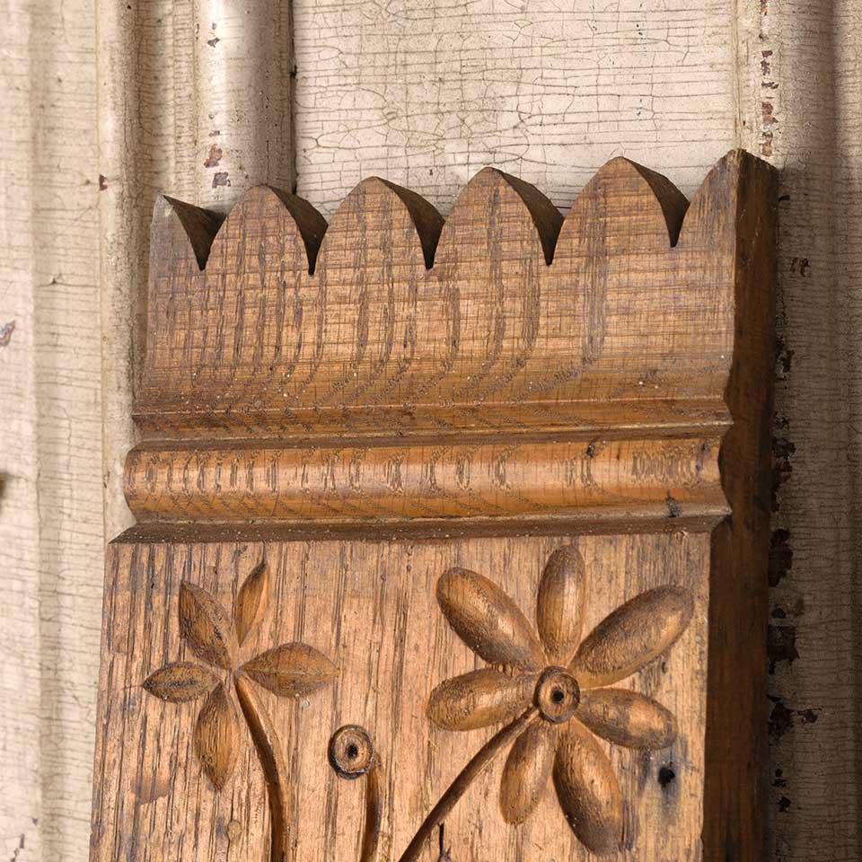 Antique Carved Oak Wood Rosette Trim Block image 3