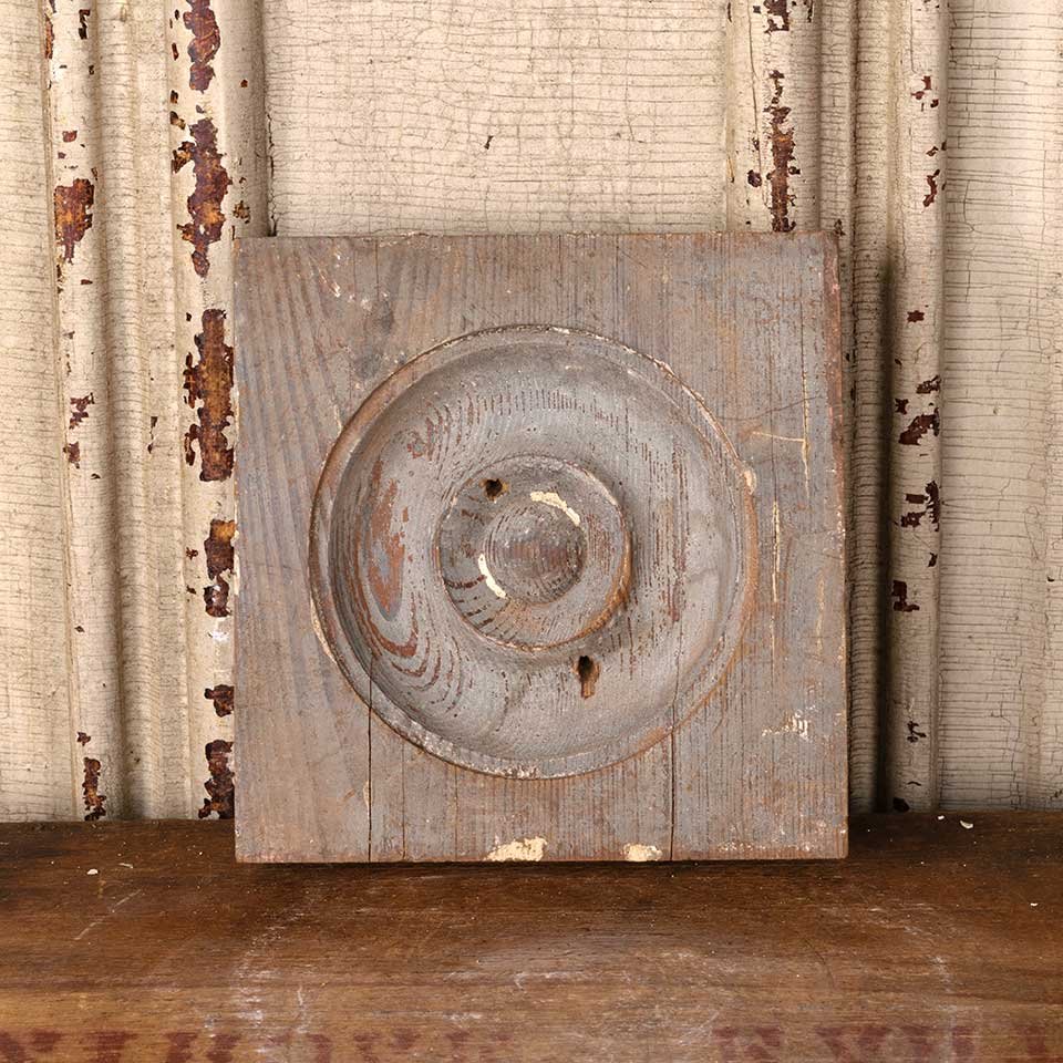Antique Wood Rosette Interior Trim Block image 2