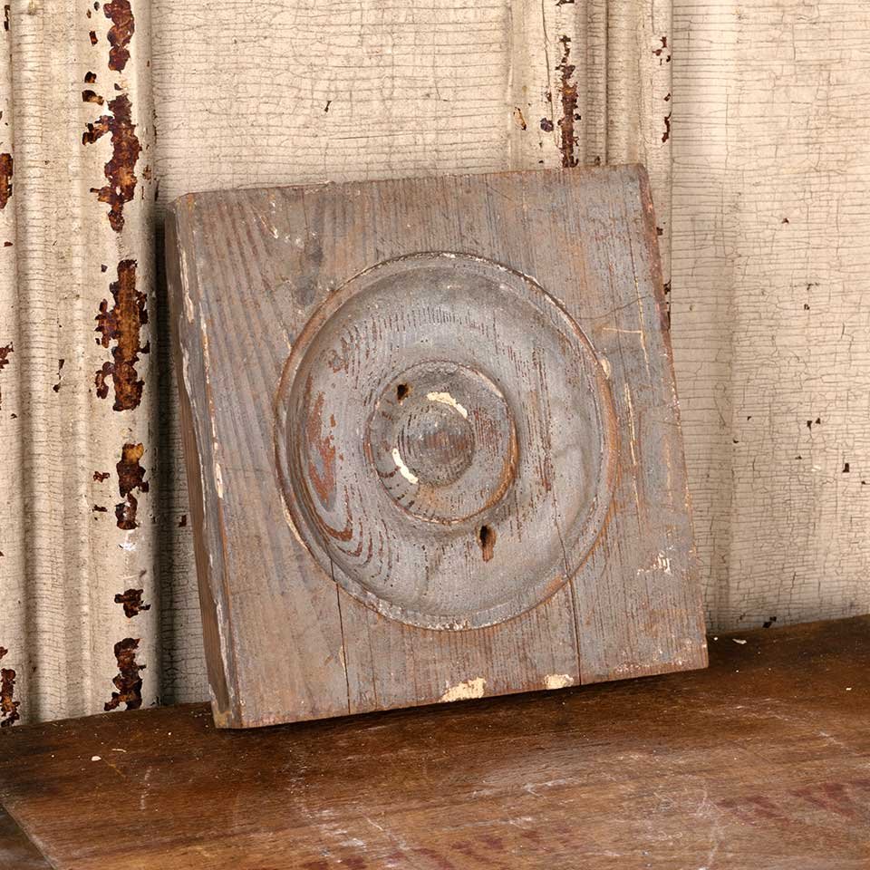 Antique Wood Rosette Interior Trim Block image 1