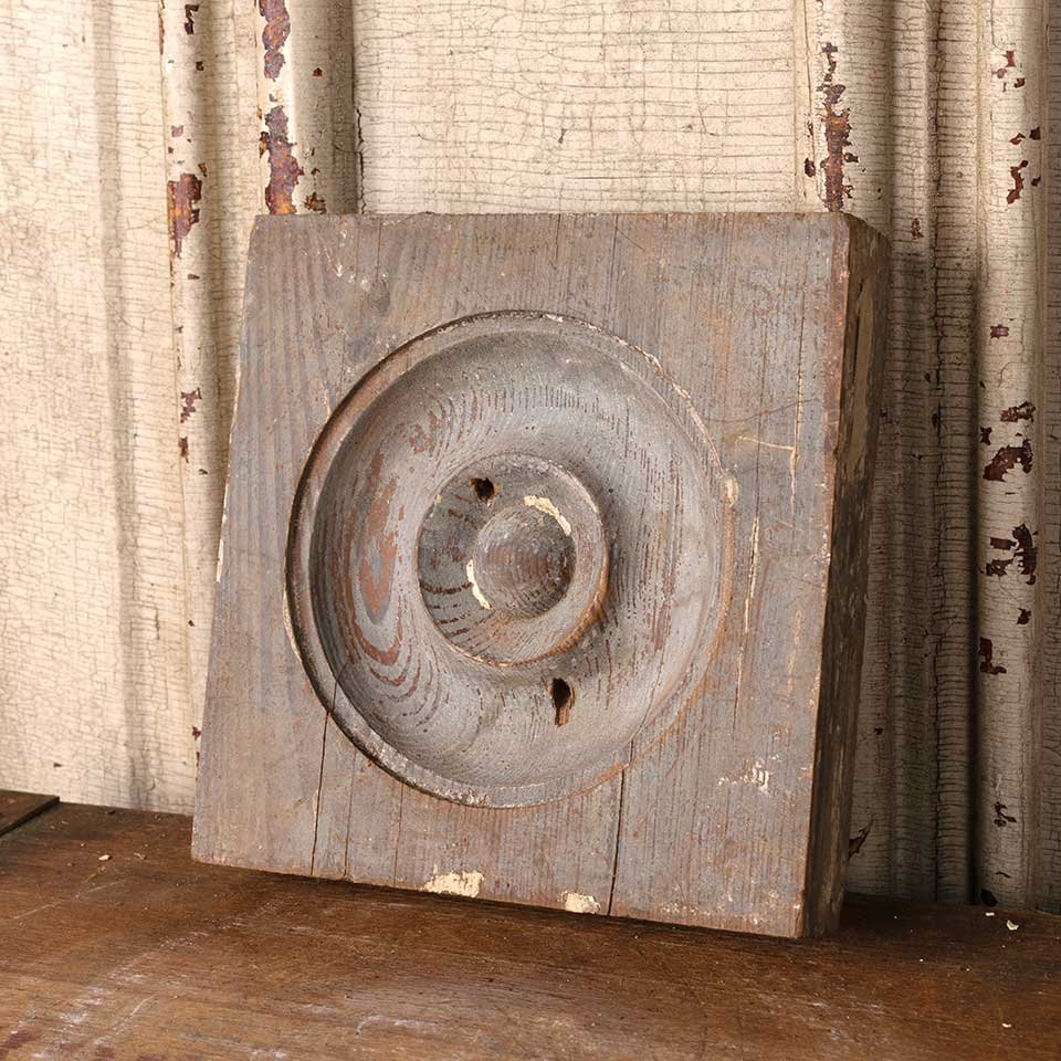 Antique Wood Rosette Interior Trim Block image 3