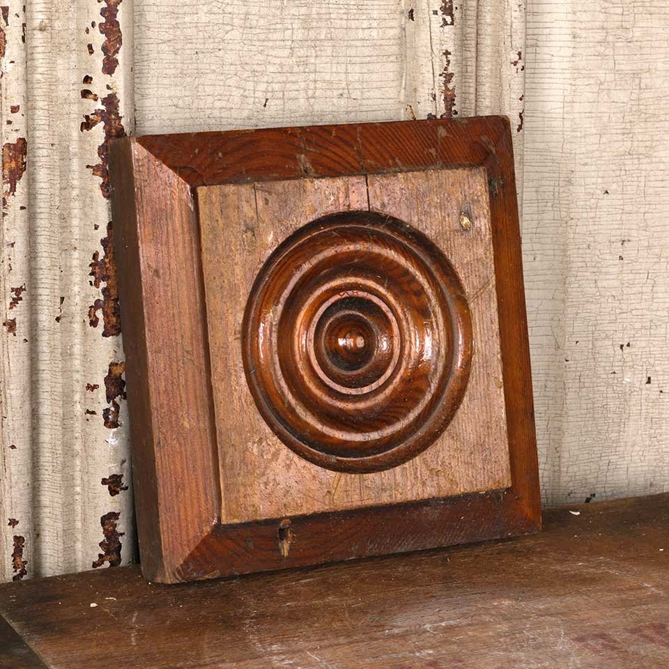 Antique Wood Rosette Interior Trim Block image 1