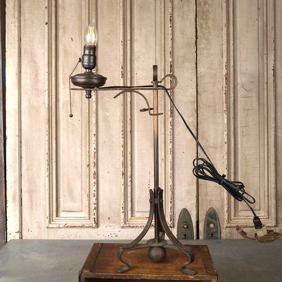 23" Antique Wrought Iron Table Lamp image 1
